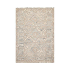 LoomBloom 5x8 Beige Handwoven Southwestern Wool Kilim