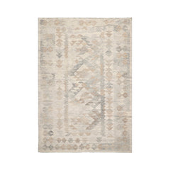 LoomBloom 5x8 Handcrafted Beige Oriental Kilim Wool Rug