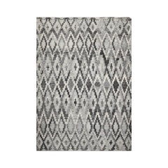 LoomBloom 5x8 Gray Wool Area Rug with Hand Woven Southwestern Design