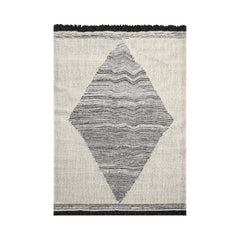 LoomBloom 5x8 Ivory Handmade Geometric Kilim Wool Oriental Rug
