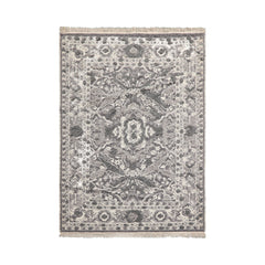 LoomBloom Hand Woven White Oriental Area Rug 5x8 in Traditional Kilim Wool