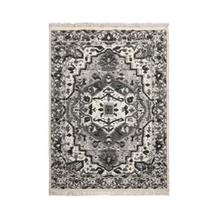 LoomBloom Hand Woven White Oriental Area Rug 5x8 in Traditional Kilim Wool
