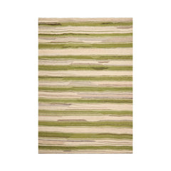 LoomBloom 5x8 Beige Handcrafted Striped Wool Oriental Rug