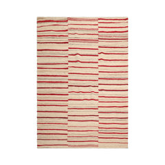 LoomBloom 5x8 Contemporary Stripes Beige Hand Woven Oriental Wool Area Rug