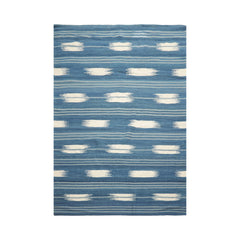 LoomBloom Contemporary Ikat Wool Blue Hand Woven Oriental Rug 5x8