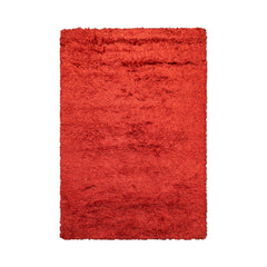 LoomBloom 5x8 Red Hand Woven Solid Wool Shag Area Rug with Contemporary Style