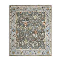 8x10 Gray Light Blue Beige Color Hand Knotted Oushak Arts & Crafts Wool Arts & Crafts/Mission Oriental Rug