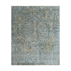 8x10 Gray Beige Light Gold Color Hand Knotted Transitional Oushak w/o border Wool Transitional Oriental Rug