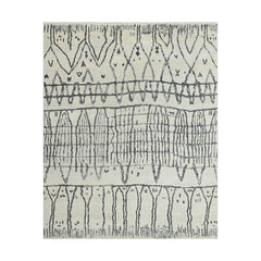 8x10 Beige Gray Color Hand Knotted Moroccan Tribal Pattern Wool Tribal Oriental Rug