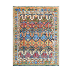 8x10 Green Gold Orange Color Hand Knotted Oushak Arts & Crafts Wool Arts & Crafts/Mission Oriental Rug