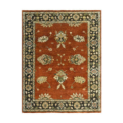 6x9 Burnt Orange Olive Green Beige Color Hand Knotted Oushak Arts & Crafts Wool Arts & Crafts/Mission Oriental Rug