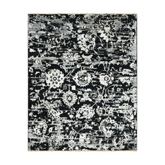 8x10 Black Gray Color Hand Knotted Transitional Wool Transitional Oriental Rug