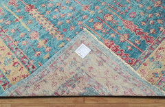 Multi Size Blue, Light Gold Hand Knotted Arts & Crafts 100% Wool Turkish Oushak Traditional Oriental Area Rug