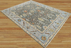 8x10 Gray Light Blue Beige Color Hand Knotted Oushak Arts & Crafts Wool Arts & Crafts/Mission Oriental Rug