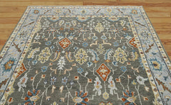 8x10 Gray Light Blue Beige Color Hand Knotted Oushak Arts & Crafts Wool Arts & Crafts/Mission Oriental Rug