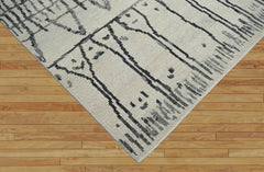 8x10 Beige Gray Color Hand Knotted Moroccan Tribal Pattern Wool Tribal Oriental Rug