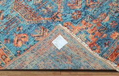Multi Size Blue, Burnt Orange Hand Knotted Arts & Crafts 100% Wool Turkish Oushak Traditional Oriental Area Rug