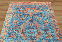 Multi Size Blue, Burnt Orange Hand Knotted Arts & Crafts 100% Wool Turkish Oushak Traditional Oriental Area Rug