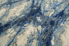 8x10 Navy Beige Gray Color Hand Knotted Contemporary Oushak Wool Contemporary Oriental Rug