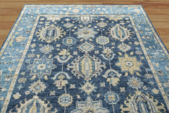 8x10 Blue, Beige Hand Knotted 100% Wool Turkish Oushak Transitional Oriental Area Rug