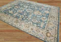 9x12 Blue, Taupe Hand Knotted Afghan Oushak 100% Wool Traditional Oriental Area Rug
