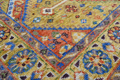 8x10 Gold Navy Burnt Orange Color Hand Knotted Oushak Wool Traditional Oriental Rug