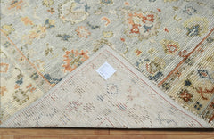 9x12 Slate, Beige Hand Knotted Afghan Oushak 100% Wool Traditional Oriental Area Rug