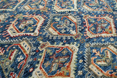 8x10 Navy Beige Burnt Orange Color Hand Knotted Transitional Oushak Wool Transitional Oriental Rug