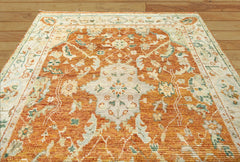 9x12 Hand Knotted 100% Wool Traditional Oriental Area Rug Rust, Ivory Color