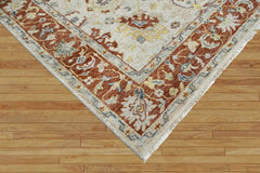 8x10 Beige Burnt Orange Gold Color Hand Knotted Oushak Wool Traditional Oriental Rug