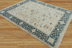Multi Size Beige, Blue, Gray Color Hand Knotted Oushak Wool Traditional Oriental Rug