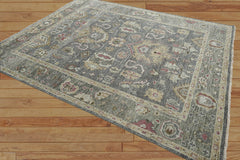 8' 4''x11' 9'' Gray Moss Graphite Color Hand Knotted Indo Oushak 100% Wool Traditional Oriental Area Rug