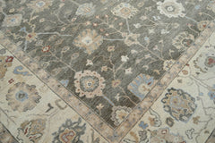 10x14 Gray Beige Muted Earth Tones Color Hand Knotted Oushak Wool Traditional Oriental Rug