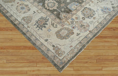 10x14 Gray Beige Muted Earth Tones Color Hand Knotted Oushak Wool Traditional Oriental Rug