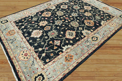 Multi Size Charcoal, Gray Hand Knotted 100% Wool Indo Oushak Traditional Oriental Area Rug