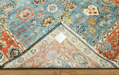 8x10 Hand Knotted 100% Wool Oushak Traditional Oriental Area Rug Midnight Blue , Red Color