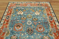 8x10 Hand Knotted 100% Wool Oushak Traditional Oriental Area Rug Midnight Blue , Red Color