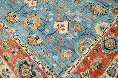 8x10 Hand Knotted 100% Wool Oushak Traditional Oriental Area Rug Midnight Blue , Red Color