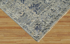 6x9 Gray Blue Beige Color Hand Knotted Oushak Wool Traditional Oriental Rug
