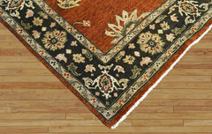 6x9 Burnt Orange Olive Green Beige Color Hand Knotted Oushak Arts & Crafts Wool Arts & Crafts/Mission Oriental Rug