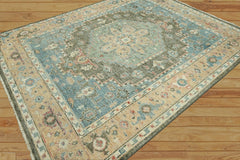 8x10 Hand Knotted 100% Wool Oushak Traditional Oriental Area Rug Dark Brown, Gold Color