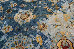 8x10 Blue Beige gold Color Hand Knotted Transitional Wool Transitional Oriental Rug