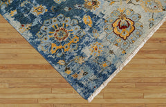 8x10 Blue Beige gold Color Hand Knotted Transitional Wool Transitional Oriental Rug