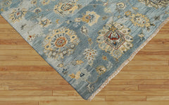 9x12 Blue Beige Gray Color Hand Knotted Transitional Wool Transitional Oriental Rug