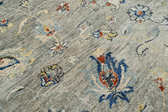 5x8 Gray Beige Blue Color Hand Knotted Transitional Wool Transitional Oriental Rug
