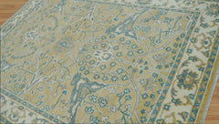 8x10 Hand Knotted Turkish Oushak 100% Wool Transitional Oriental Area Rug Mustard, Ivory Color