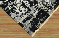 8x10 Black Gray Color Hand Knotted Transitional Wool Transitional Oriental Rug