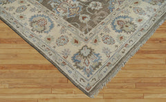 8x10 Brown Beige Blue Color Hand Knotted Oushak Wool Traditional Oriental Rug