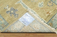 Runner Hand Knotted 100% Wool Oushak Traditional Oriental Area Rug Gold, Light Blue Color