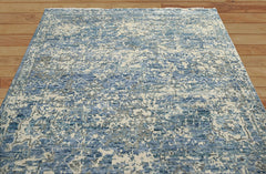 7' 9''x9' 10" Beige Blue Gray Color Hand Knotted Indo Oushak  100% Wool Transitional Oriental Area Rug